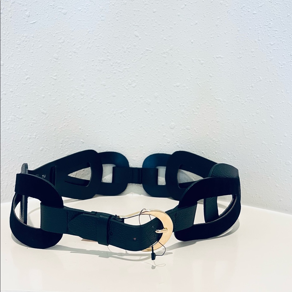 Martina Mori Women’s Made In Italy Black Genuine Leather Belt OS NWT